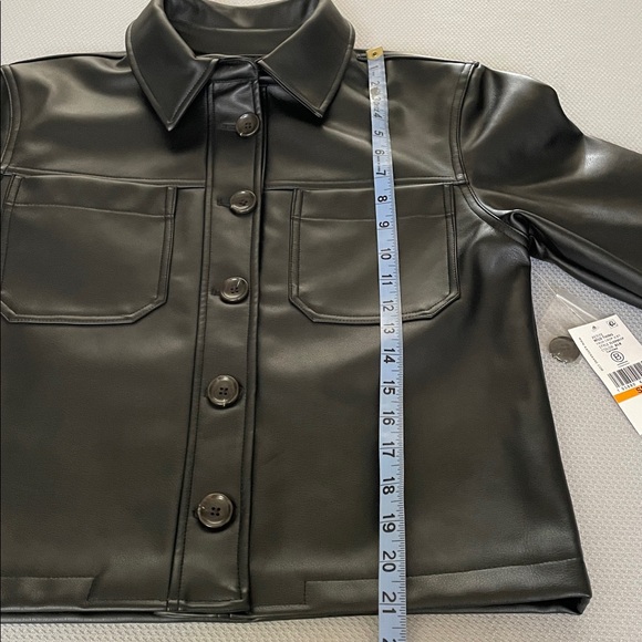 New Karen Kane Wild Thing Black Vegan Faux Leather Crop Jacket Small Petite - Picture 8 of 14